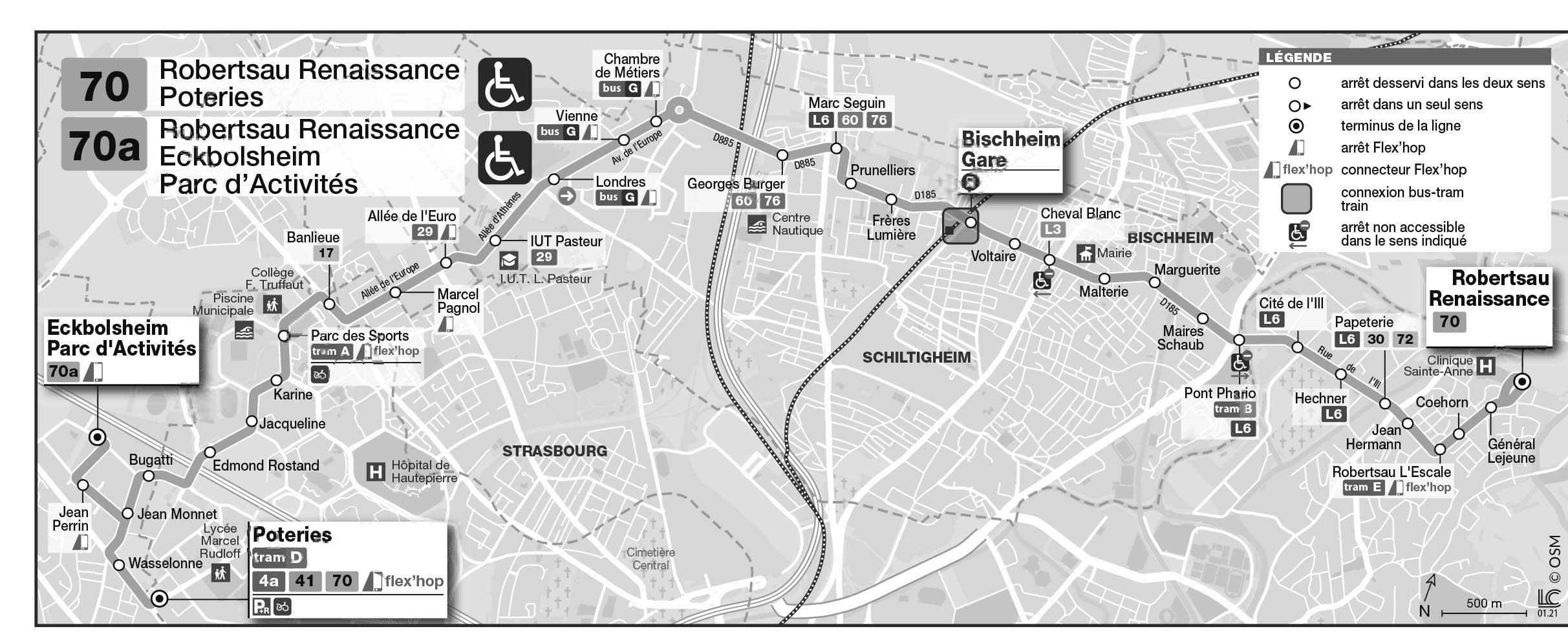 plan Bus 70 Plan de la ligne 70